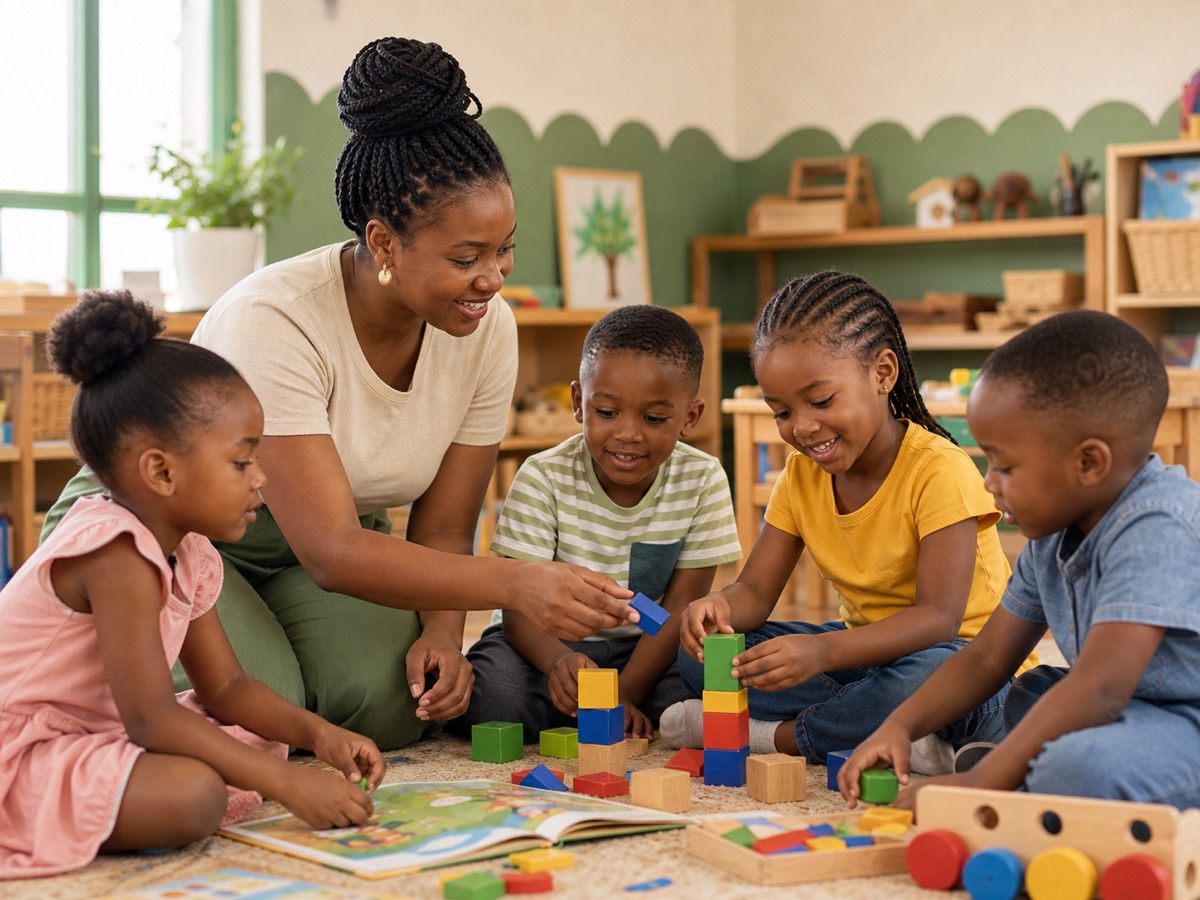 Children engaged in early childhood learning
