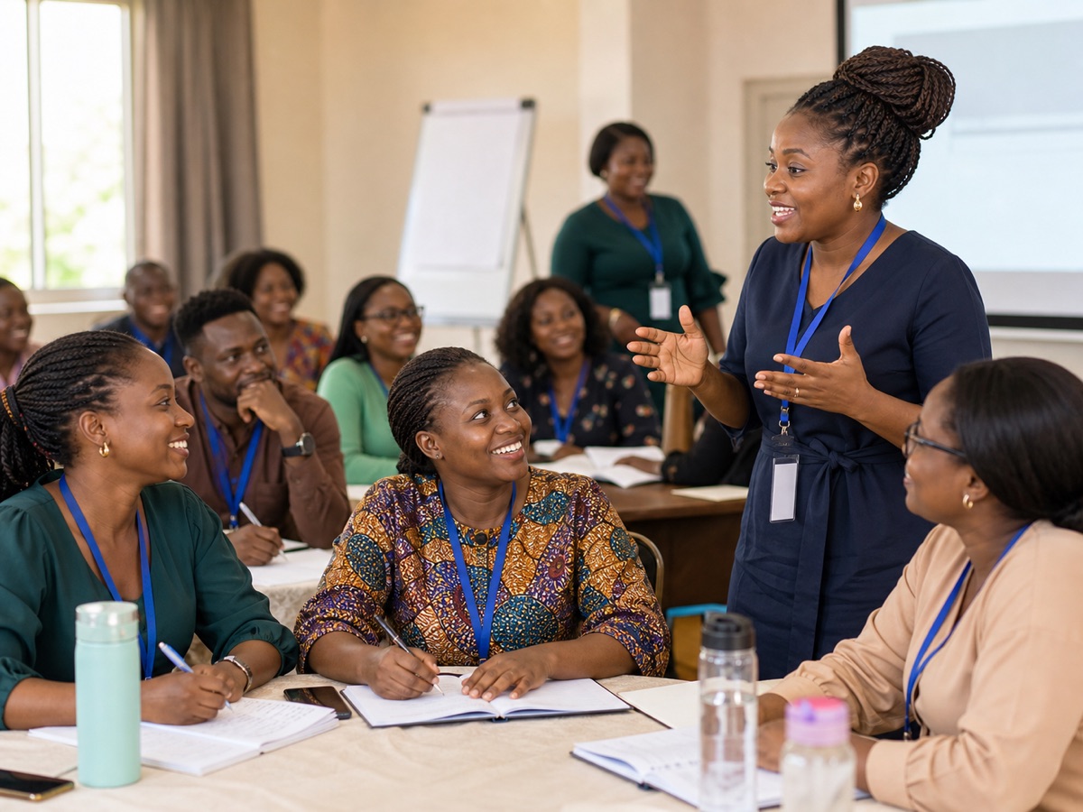 Teachers in a professional development workshop